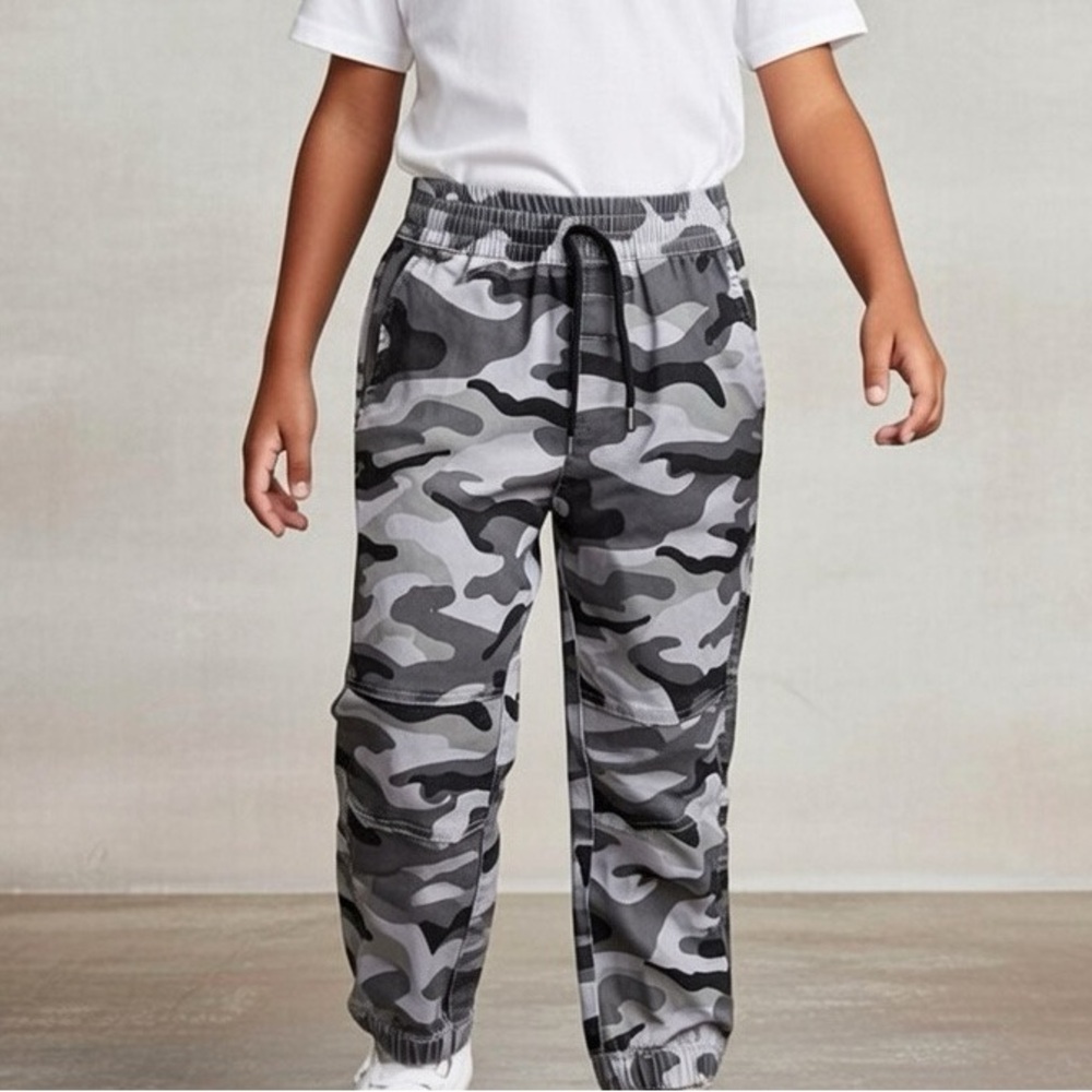 Univibe Kids Medium Grey Camouflage Stretch Joggers Tie Pants